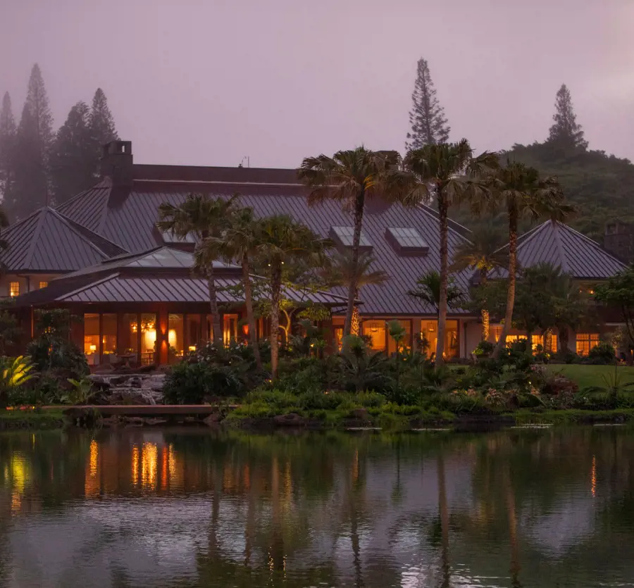 The elegant building of Four Seasons Resort Lanai in a serene location