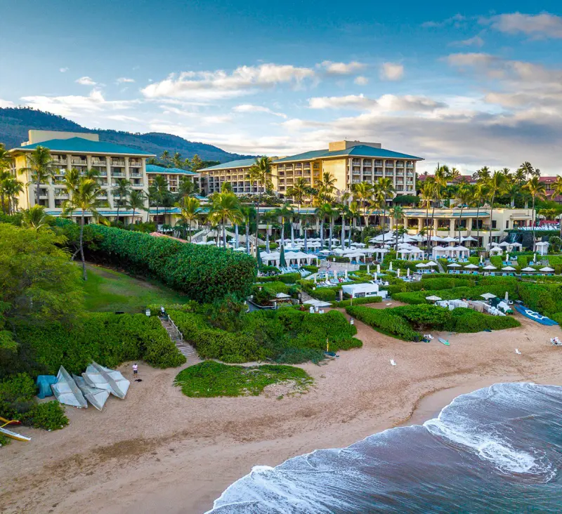 The magnificent view of the Four Seasons Resort Maui at Wailea by the ocean