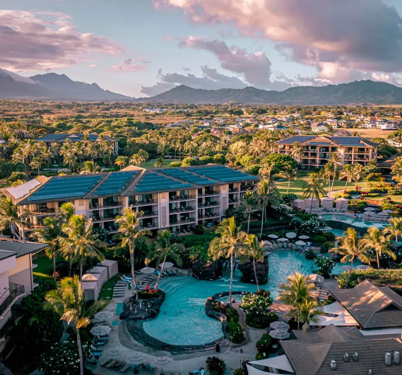 A magnificent aerial view of the Koloa Landing Resort