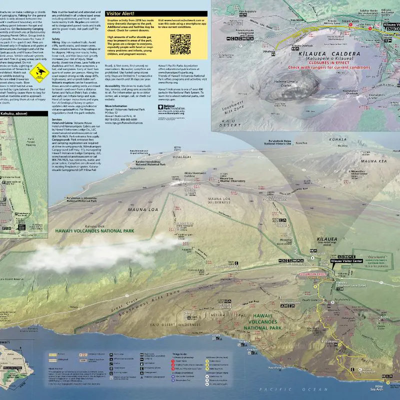 A map to help out on self-guided driving tour of Hawaii Volcanoes National Park