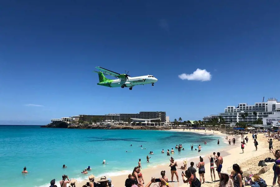 Airport Beach also known as Maho Beach has lively coral reef perfect for snorkeling 