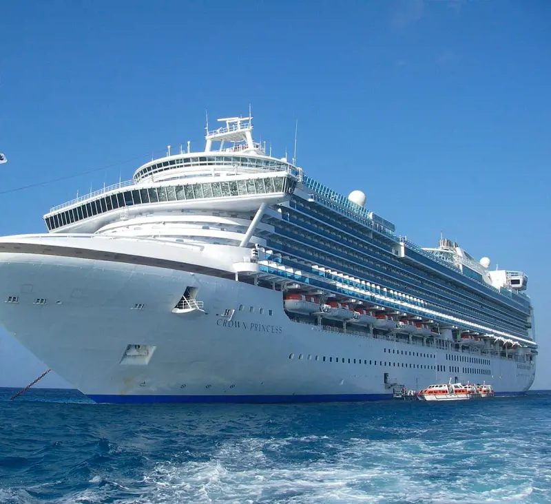 The grand vessel from Princess Cruise named Crown Princess pictured sailing on the ocean