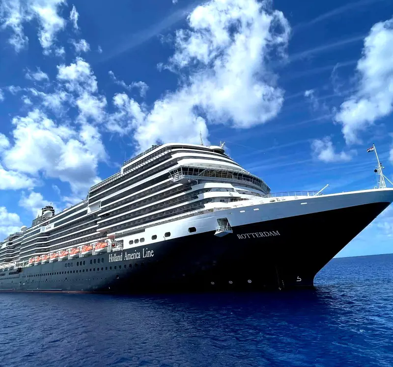 The enormous vessel named Rotterdam from Holland America Line