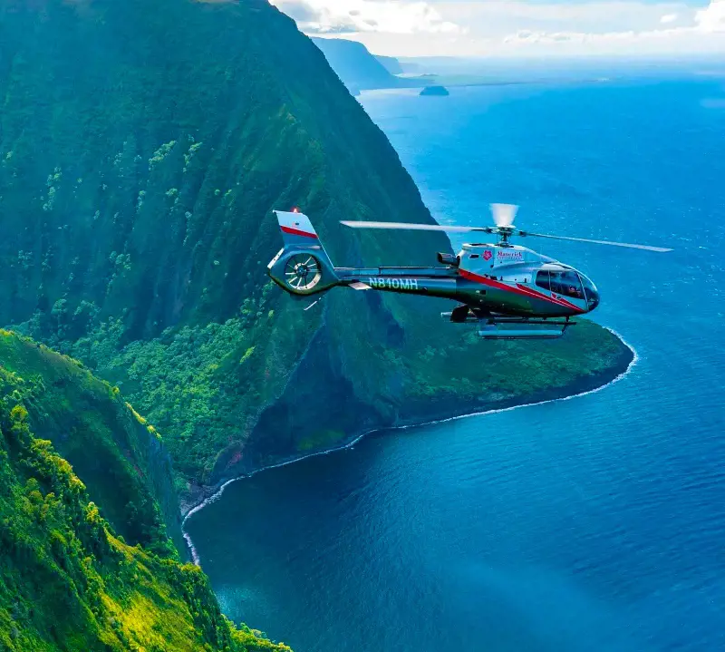 Come aboard the Maverick Helicopter and brace for a spectacular Isle Sights Unseen tour