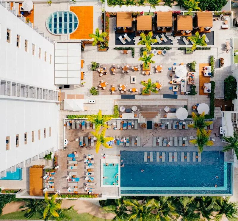 A bird's eye view of the beautiful premise of the Alohilani Resort Waikiki Beach