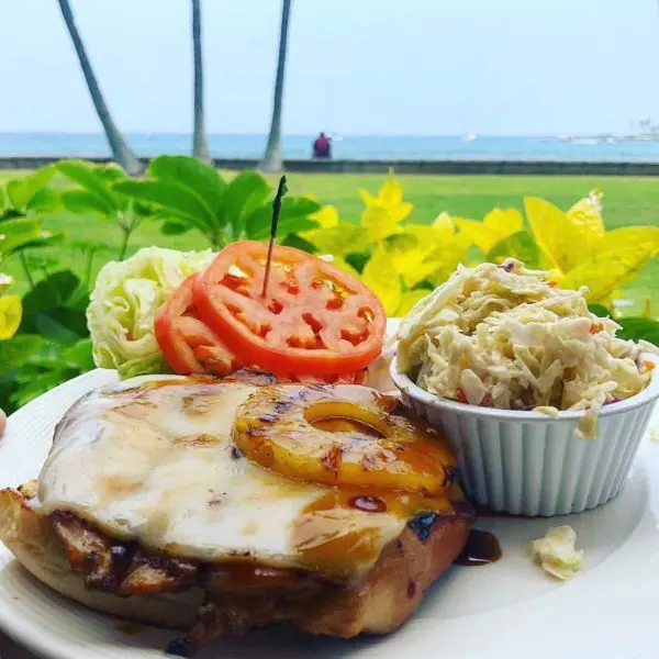 Enjoy Hawaiian chicken with a vista view at  Kona Inn Restaurant